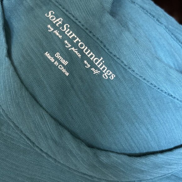 Soft Surroundings Womens Boat Neck 3/4 Sleeve Tunic Top Small Green/Grayish - Picture 3 of 7